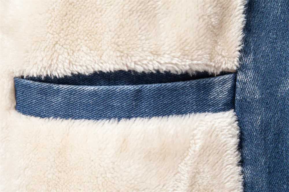 Winter new mens denim jacket thick wool windproof insulation full zipper fashion solid color mens jacket W241125