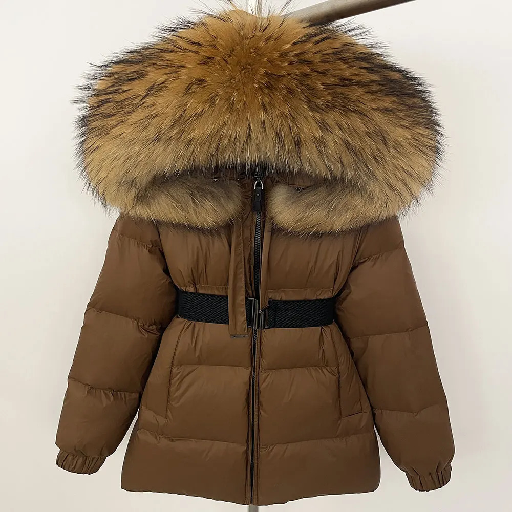 OFTBUY Huge Real Raccoon Fur Hooded 2024 Short Puffer Jacket Women 90 Duck Down Coat Winter Female Feather Parkas Waterproof 241120