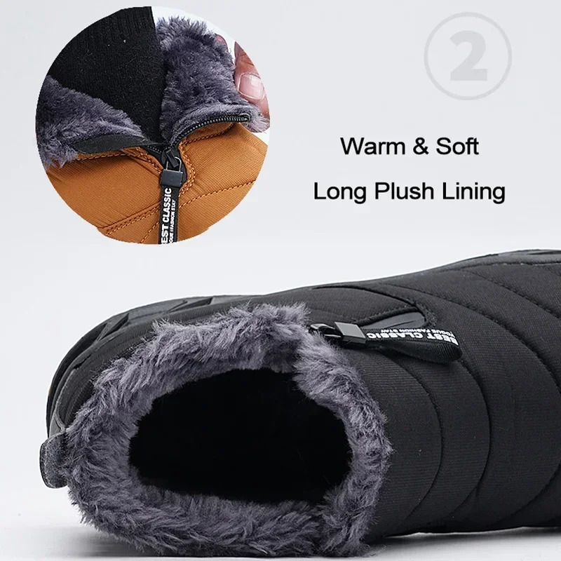 Mens snow boots large-sized warm fur winter mens shoes plush ankle boots unisex outdoor casual sports shoes durable and non slip boots 241126