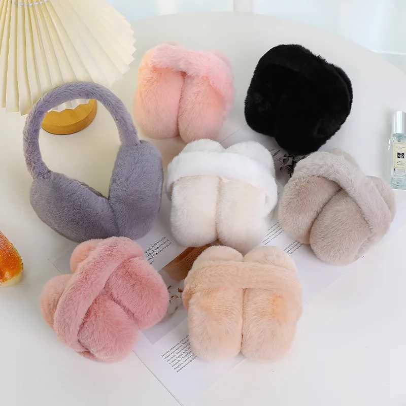New Solid Color Soft Plush Ear Warmer Winter Warm Earmuffs Fashion Ear Cover Outdoor Cold Protection Folding Earfl Girls GiftXJ241126