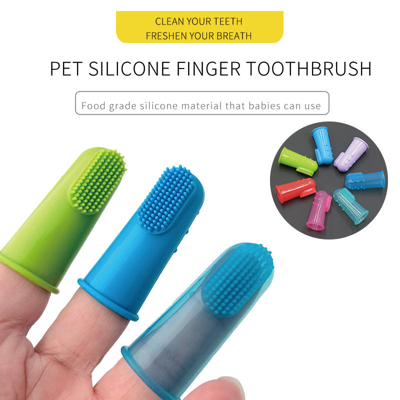 Factory Outlet Pet Toothbrush Silicone Finger Dog Toothbrush Finger Set Brushing Oral Cleaning Supplies