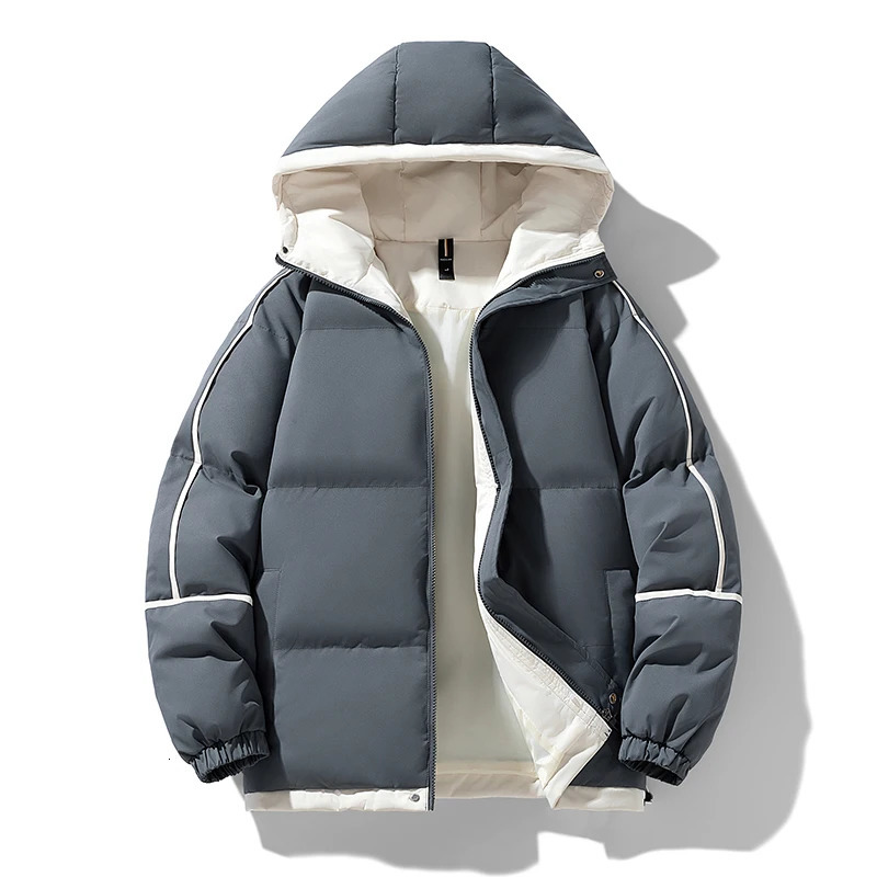 Puffer jacket mens thick warm winter jacket mens solid Parkas unisex hooded jacket fashionable casual couple clothing top 241121