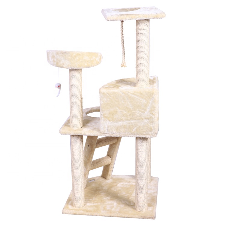 New Design Fashion DIY Beige 120cm Pet Cat Tree Condo Furniture Toys Cat Climbing Tree Cat scratcher