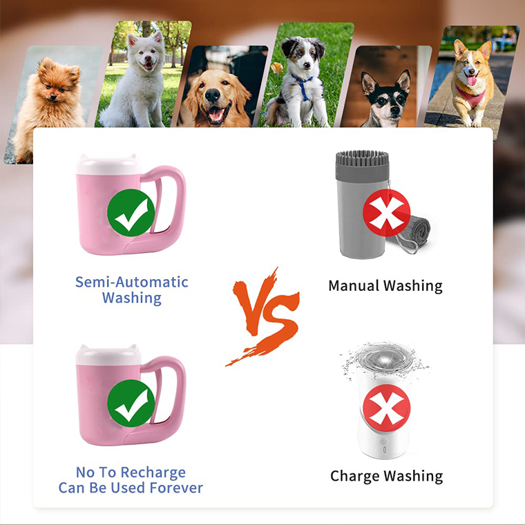 New Arrivals Customized Portable Pet Handle With Automatic Cleaning Cats Foot Wash Washer Washing Tool Cup Pet Dog Paw Cleaner