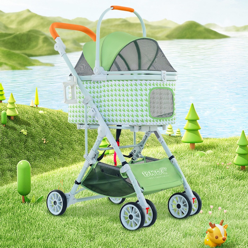 Factory outlet lovely Outdoor Travel 4 Wheel Pet Carrier Stroller Folding Dog Carrier City Walk Strolling Cart