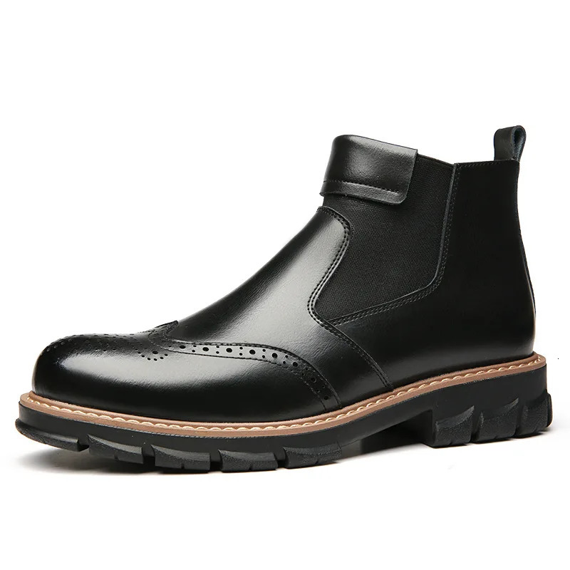 Chelsea Boots for Men er Ankle Boots Classic Genuine Leather Mens Winter Boot Fashion Casual Warm Plush Ankle Botas 241114