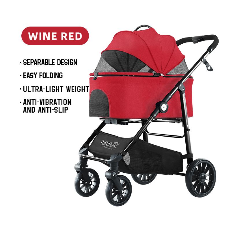 Wholesale high-quality outdoor Travel 4 Wheel Pet Carrier Stroller Fold Dog Carrier City Walk Strolling Cart For Dogs And Cats