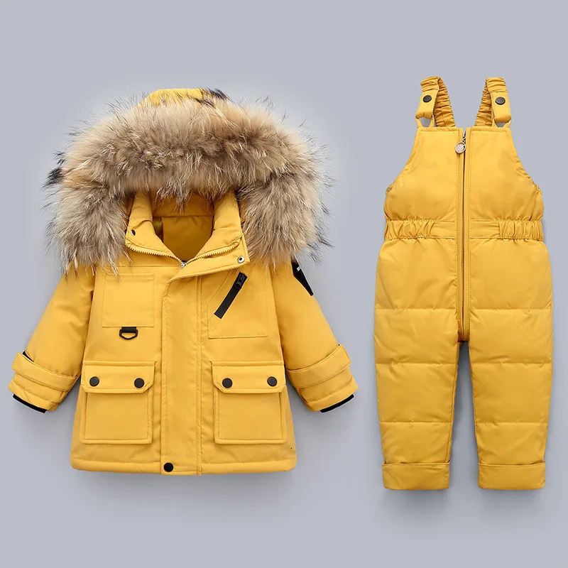 2pcs clothing Set boys winter down jacket Baby Girl clothes jumpsuit children Thicken Warm coat parka overcoat kids snowsuit 241126