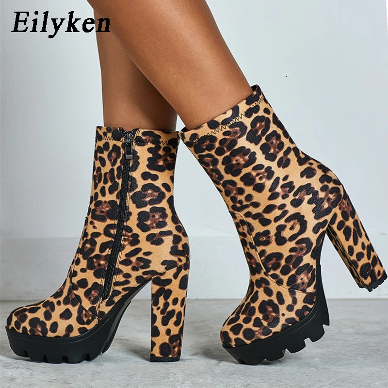 Eilyken Fashion High Heels Ankle Boots Women Thick Platform Boots Autumn Winter Ladies Worker Gothic Shoes Botas Mujer 241114