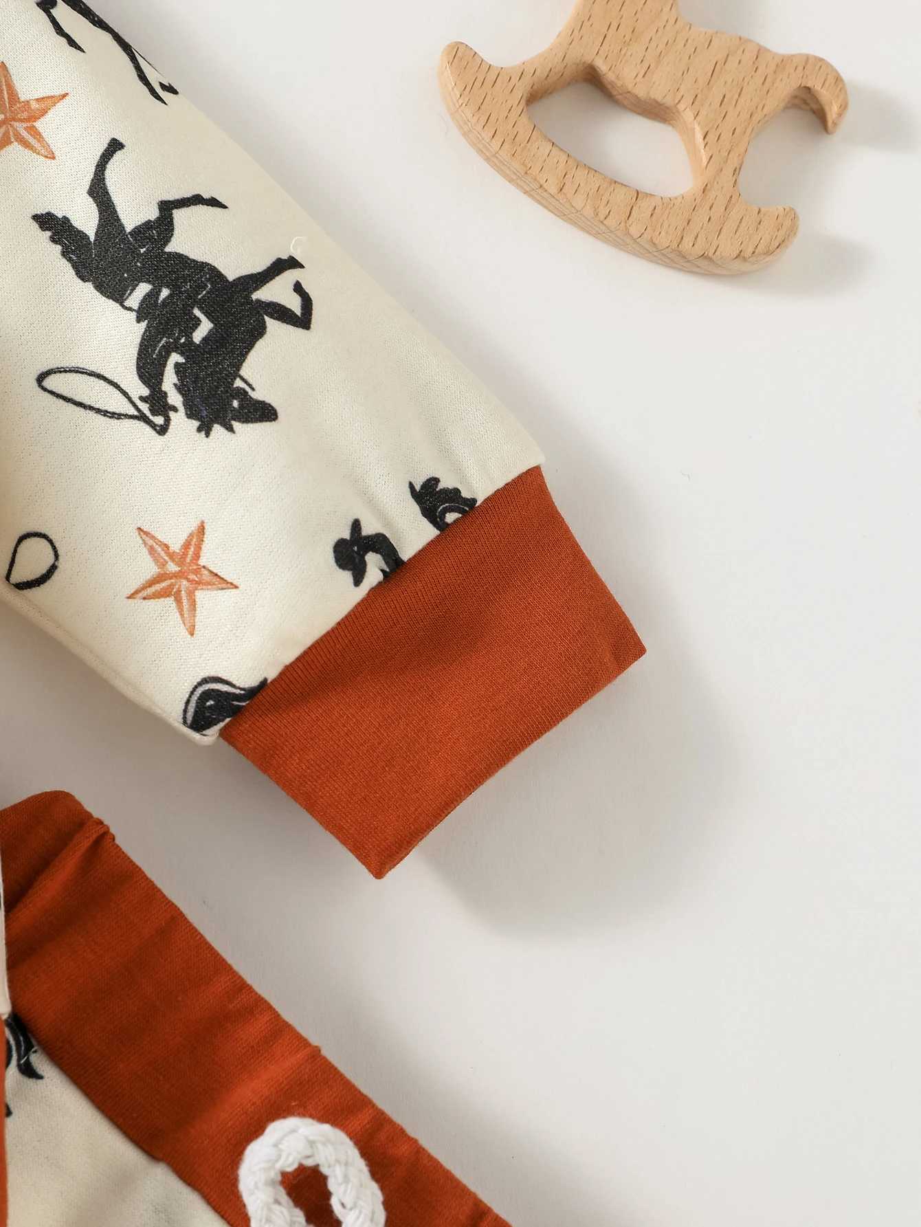 Clothing Sets Baby Boys 2pcs Cartoon Horse Turn-down Collar Fall Long Sleeve Top+ Trousers Pantsuit For Children Clothing Dailywear H241126