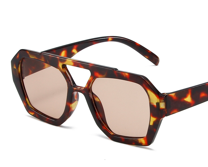 Men's and women's trends leopard print sunglasses Square fashion all-in-one sunglasses Daily commute minimalist glasses