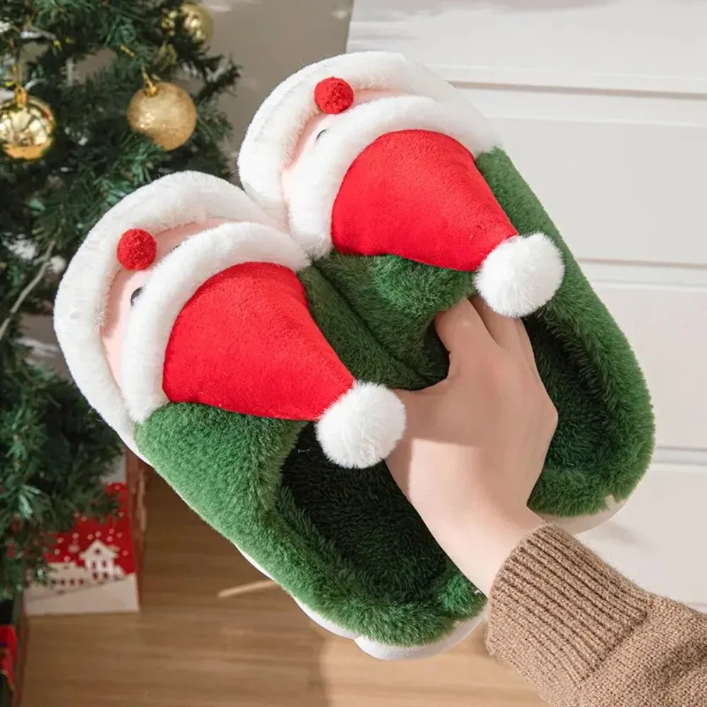 Winter Warm Slipper Christmas Fashion Snow Cold Warm Home Cotton Slippers Women Girls Shoes Cute Santa Claus Footwear 241126