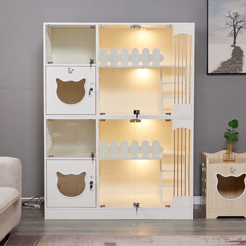 Factory Directly Supply OEM & ODM Solid Wood Luxury Multifunctional Cat Villa Cat Tree House Cat Cage