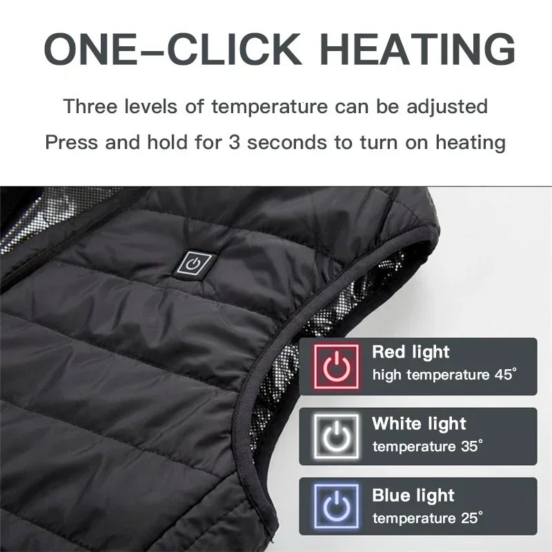 21 Areas Heated Vest Men Women USB Electric Heating Jacket Winter Body Warmer 6XL Oversized Hunting Hiking Cotton Coat 241125