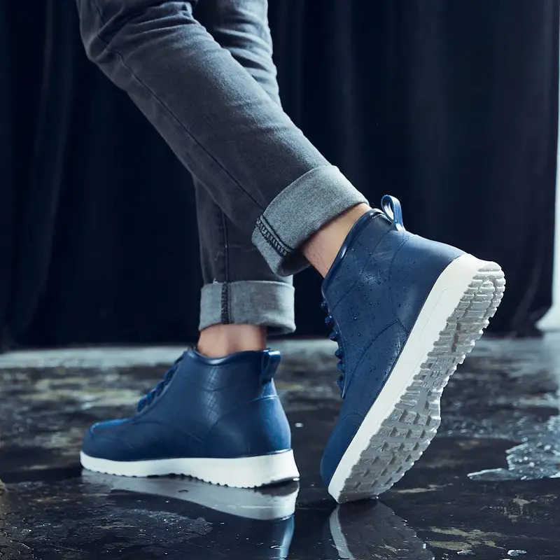 2024 Couple Lace Rain Boots Mens Outdoor Non slip Waterproof Work Waterproof Boots Fashion Couple Ankle Platform Rain Boots 241126