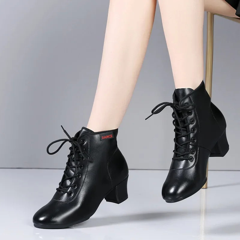 Cowboy dance boots womens jazz dance shoes high-quality soft high heels womens ballroom modern shoes womens dance shoes 3/5CM 241126