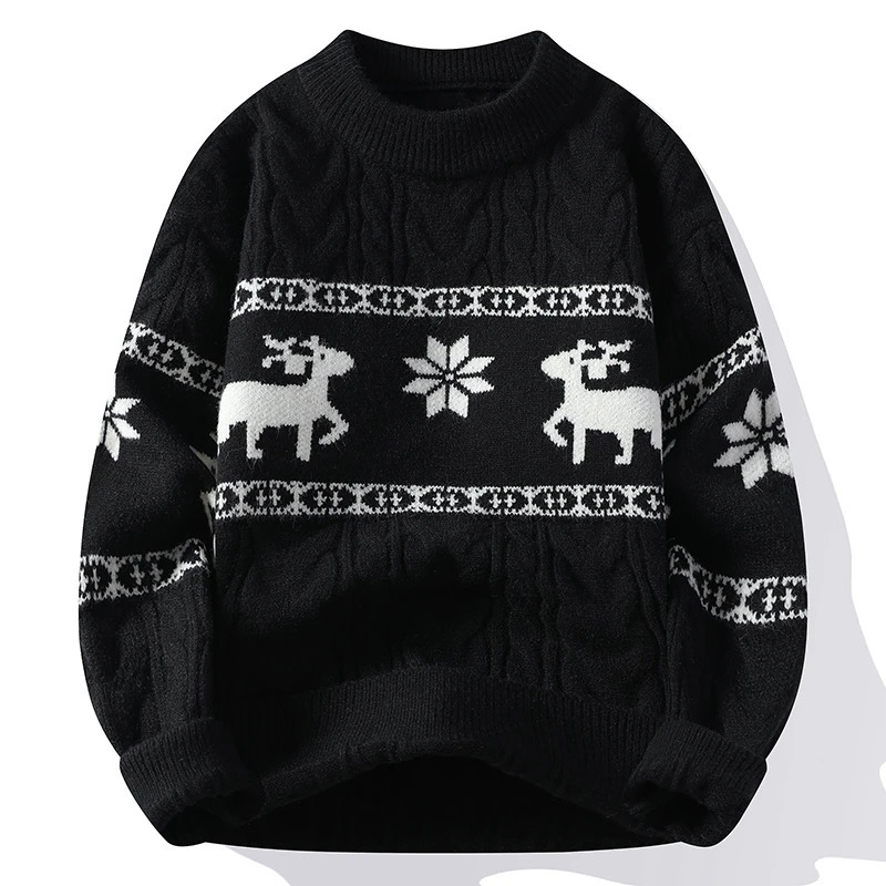 Autumn/Winter Cashmere Sweater Mens Thick Warm Mens Sweater and Deer Korean Harajuku Christmas Parachute 241126