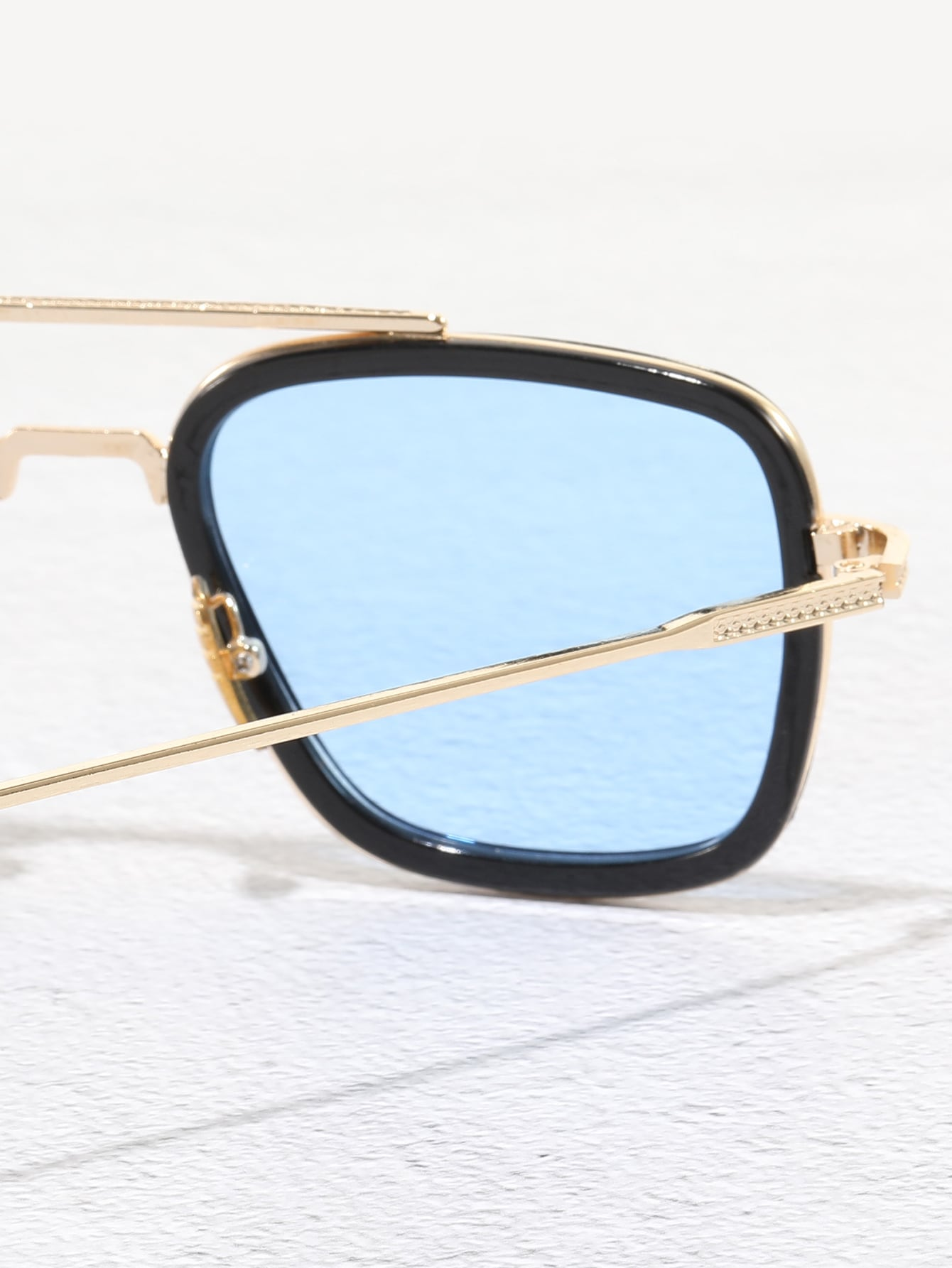 Fashion Men's Square Metal Frame Square Plastic Full Rim Glasses Metal Glasses Suitable for Iron Man Same Travel Photo