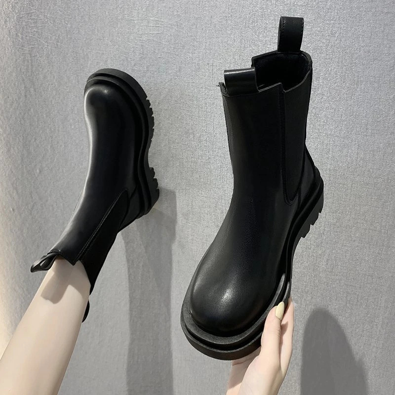 Female Shoes on Sale High Quality Sleeve Womens Boots Autumn Winter Round Toe Solid Middle Tube Chunky Heels Fashion Boots 241114