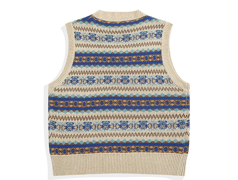 Sweater Vest Men O-neck Japanese Striped Stylish Harajuku Apricot All-match Unisex Clothing Knitwear Baggy Streetwear A10 241126