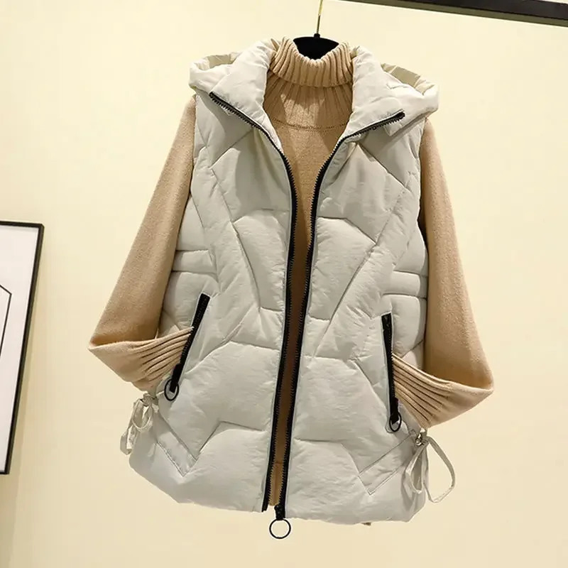 Detachable hood zipper womens vest for spring autumn winter fashionable and casual womens Nice warm womens vest jacket wholesale 241126
