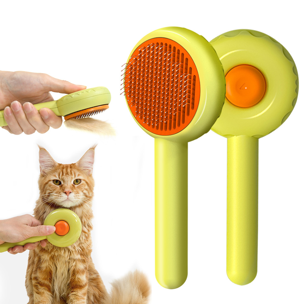 Lovely Pet Cleaning Brush for Dog Cat Grooming Comb Loose Underlayers Tangled Hair Remover One Button Control Beauty Products
