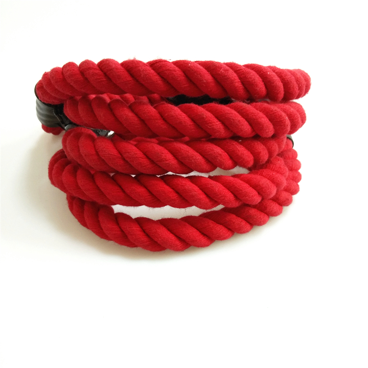 High quality Pet products round nylon rope dog leash chain with a comfortable handle for large dogs ring dog chain