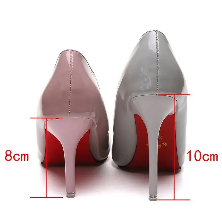 Plus Size 34-44 Women Shoes Pointed Toe Pumps Patent Leather Dress High Heels Boat Shoes Wedding Shoes Zapatos Mujerd76 241126