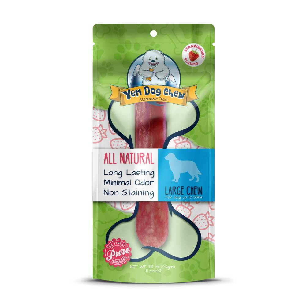 All Natural Large Dog Chews 3.5 oz 40 per Case Strawberry Flavor with Chicken & Beef Tastes Protein-Rich Pet Snack