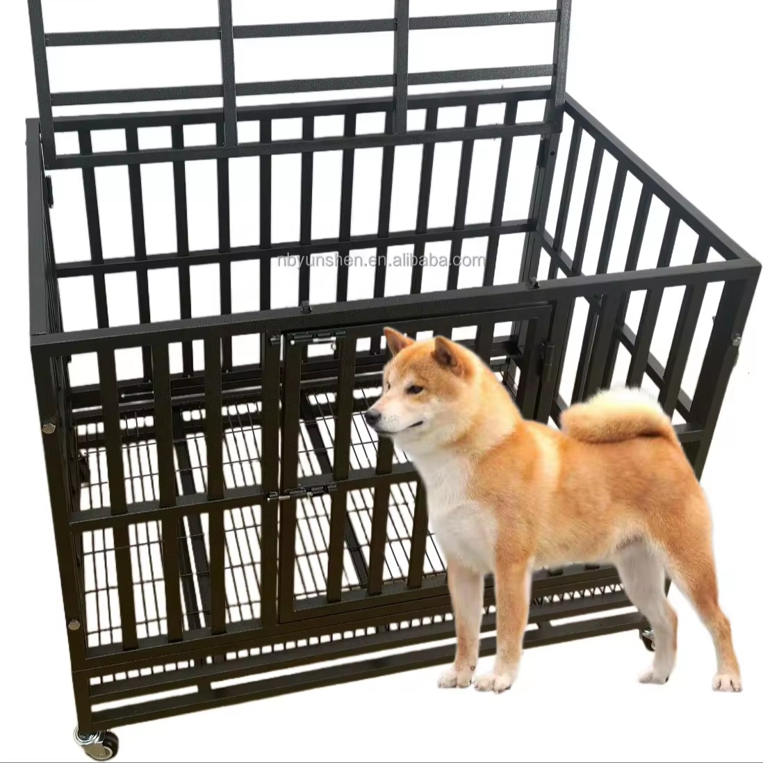 iron fence Single layer double door folding customizable heavy duty collapsible dog cage double door stackable dog cage crates dog kennel Pet Cages & 