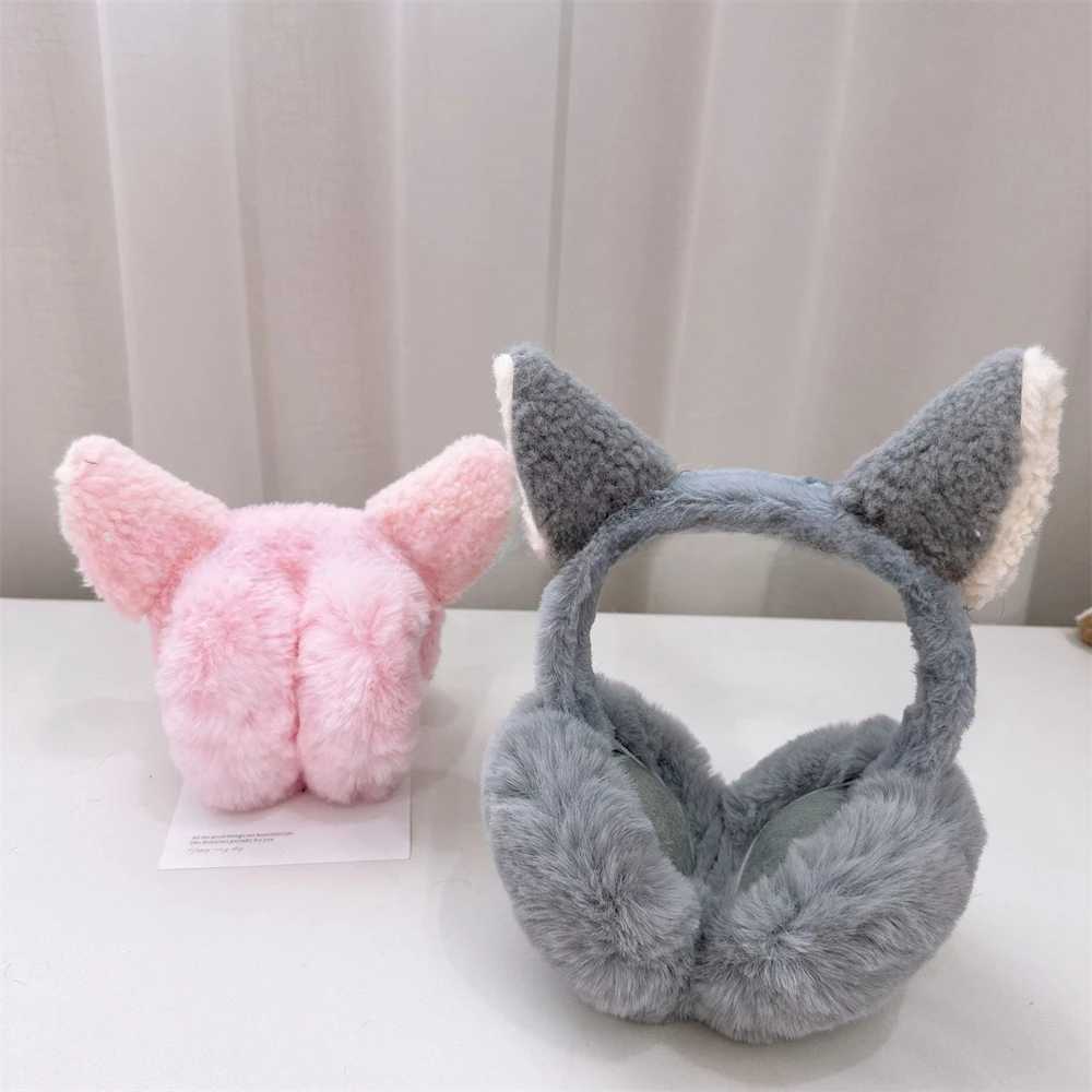 Cartoon Plush Elf Ears Folding Eartips Cute Thick Warm Hair Band Girls Fox Ears Makeup Hair Rings Fashion Eartips Earbuds W241126