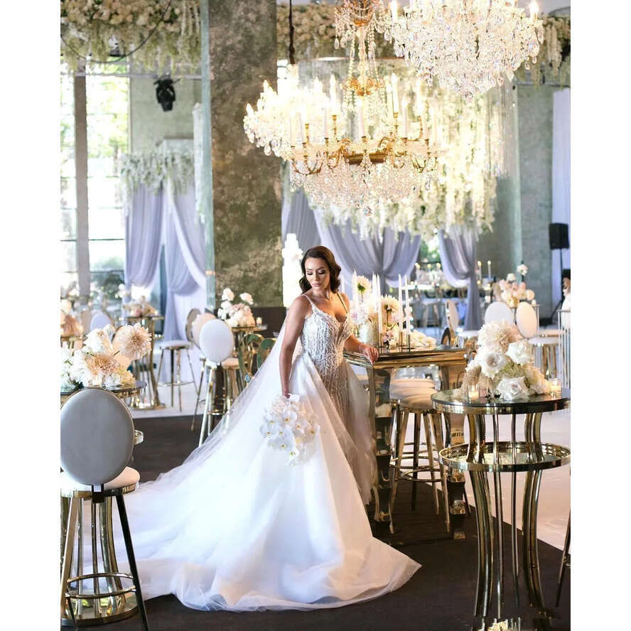 Arabic Beading Appliques Mermaid Dresses Spaghetti Straps Illusion Lace Wedding Bridal Gowns With Detachable Skirt