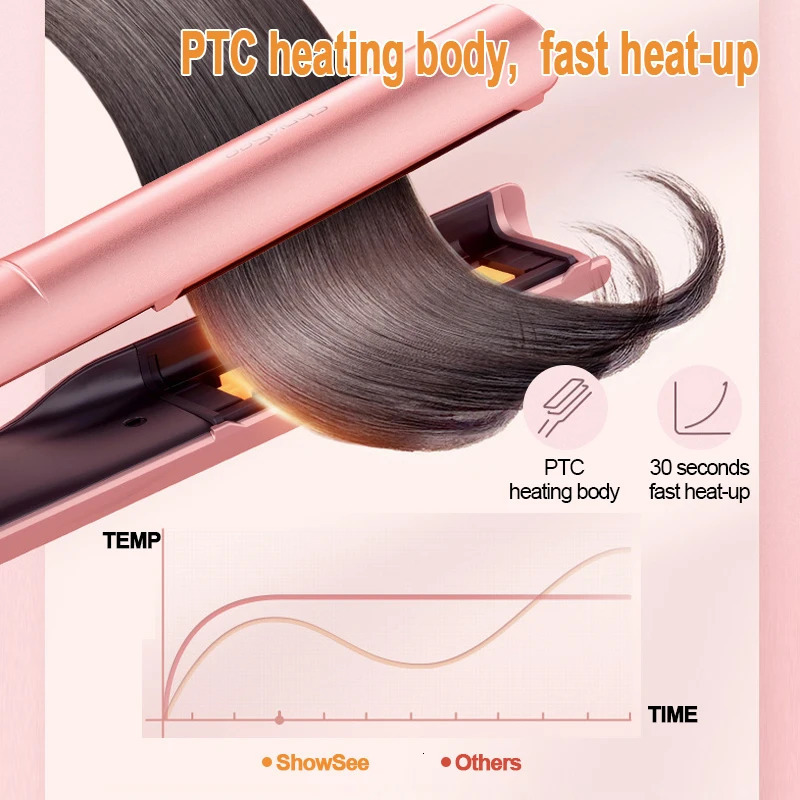 Showsee 2 In1 Hair Straightener Curler E2 Profession Ceramics Hairdressing Styling Tools Electric Curling Iron 241125