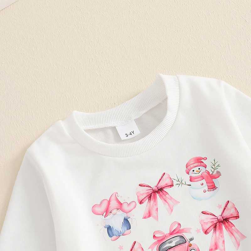 Clothing Sets 37Years Kid Girls Fall 2Pieces Sets Christmas Clothes Long Sleeve Bowknot Print Sweatshirt with Sweatpants Fashion Girl Outfits H241126