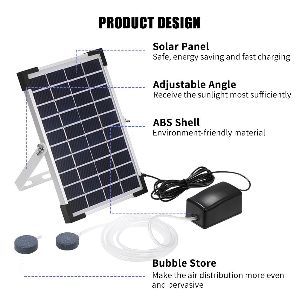 Solar Air Pump for Aquarium Mini Fishing Pond Battery Operated Air Pump Submersible with Battery for Fish Pond Fish Tank