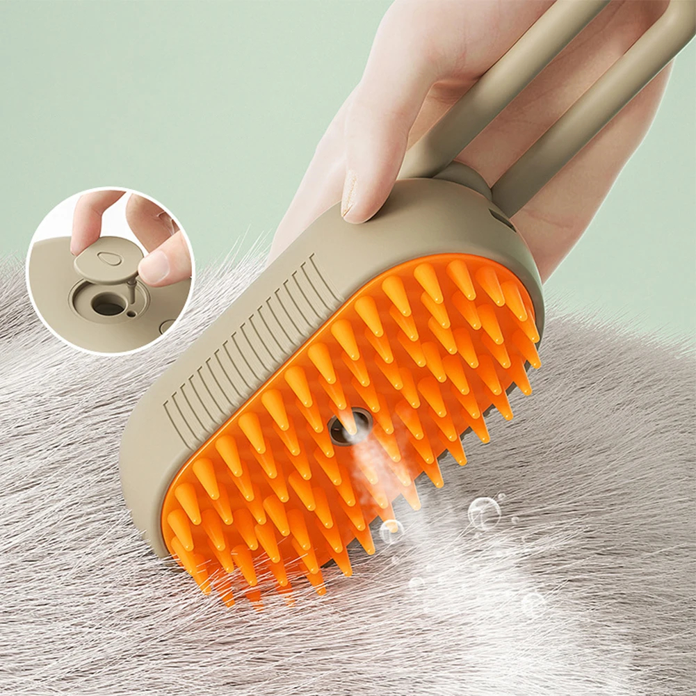 Rechargeable Cat Steamy Brush with Leave-In Serum Self Cleaning Steam Cat Brush Pet Comb for Cats and Dog Cleaning Brush