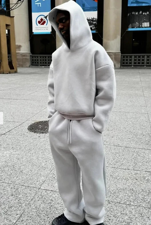 Y2k autumn and winter simple thick street hoodie casual loose solid color Y2k mens hoodie 241126