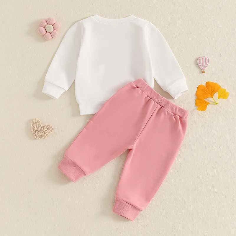 Clothing Sets Baby Girls Kids 2-piece Outfits Embroidery Letters Bow Long Sleeve Sweatshirt with Elastic Waist Sweatpants Activewear 0-3Years H241126