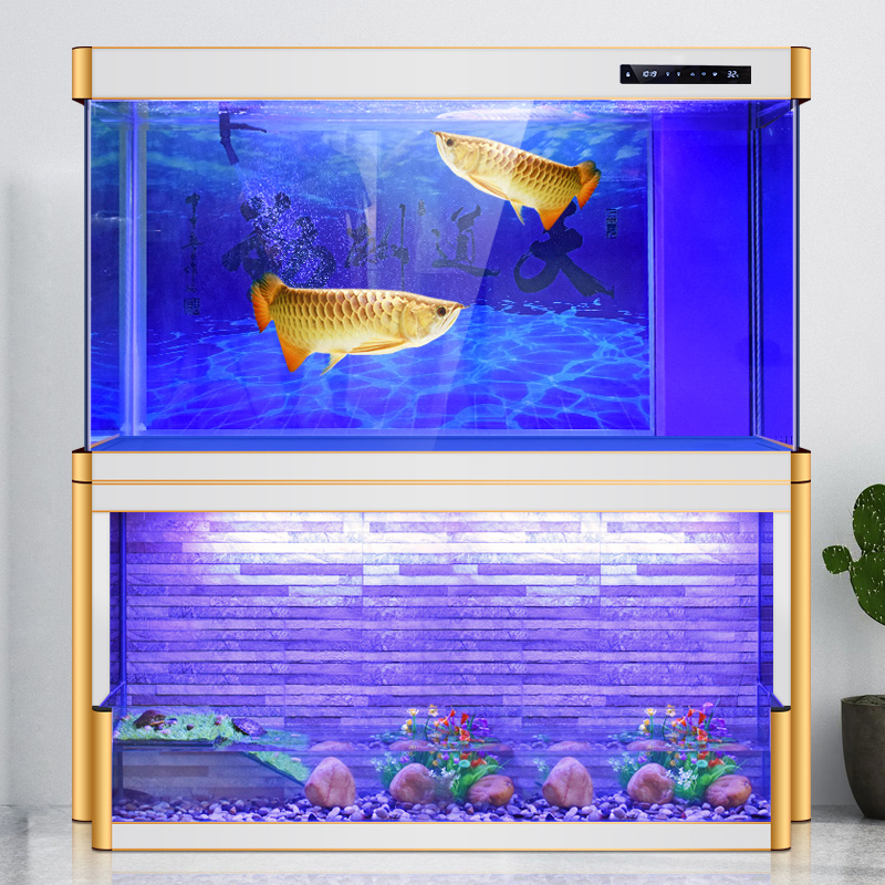Water curtain wall living room golden dragon fish tank Turtle tank aquarium bottom filter glass large customization