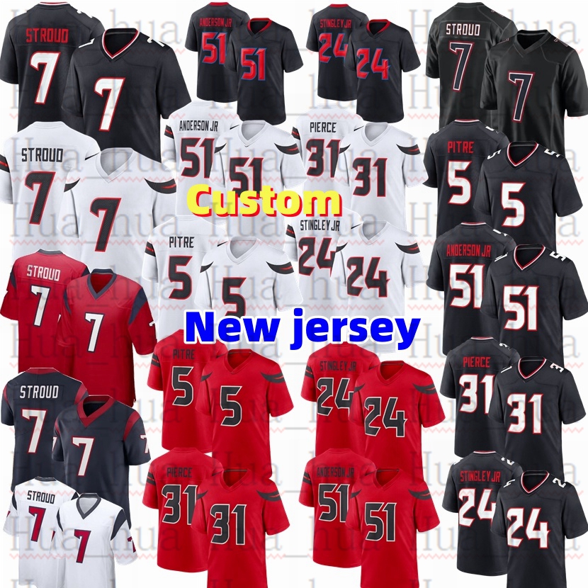 Custom Any name Any number 7 CJ Stroud Will Anderson Jr Football Jersey Dameon Pierce Jalen Pitre John Metchie Laremy Tunsil Devin Stingley Schultz Anderson Jr