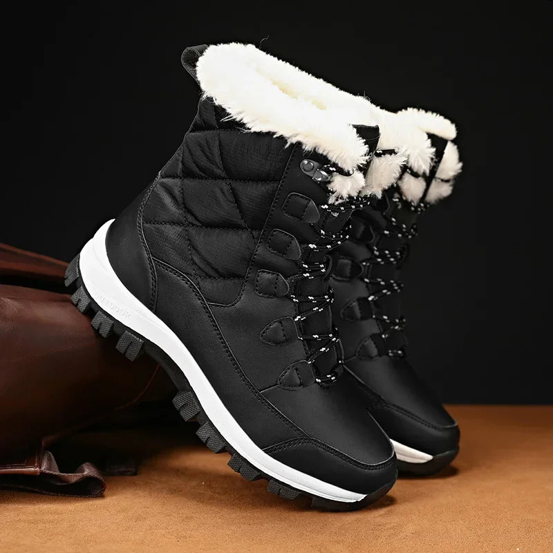 Women Boots with Thick Fur Non-slip Waterproof Winter Ankle Snow Boots Mid-calf Women Platform Winter Cotton Boots Botas Mujer 241126