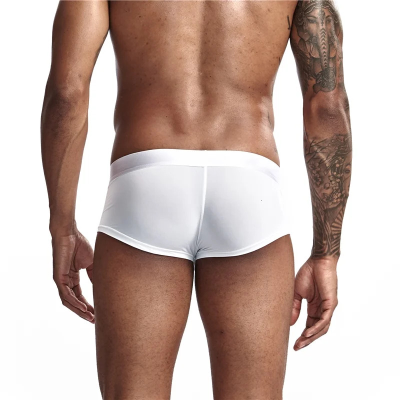7 pieces/batch JOCKMAIL mens underwear sexy semi transparent ice silk boxer underwear ultra-fine fiber breathable care U-bump mens shorts 241126
