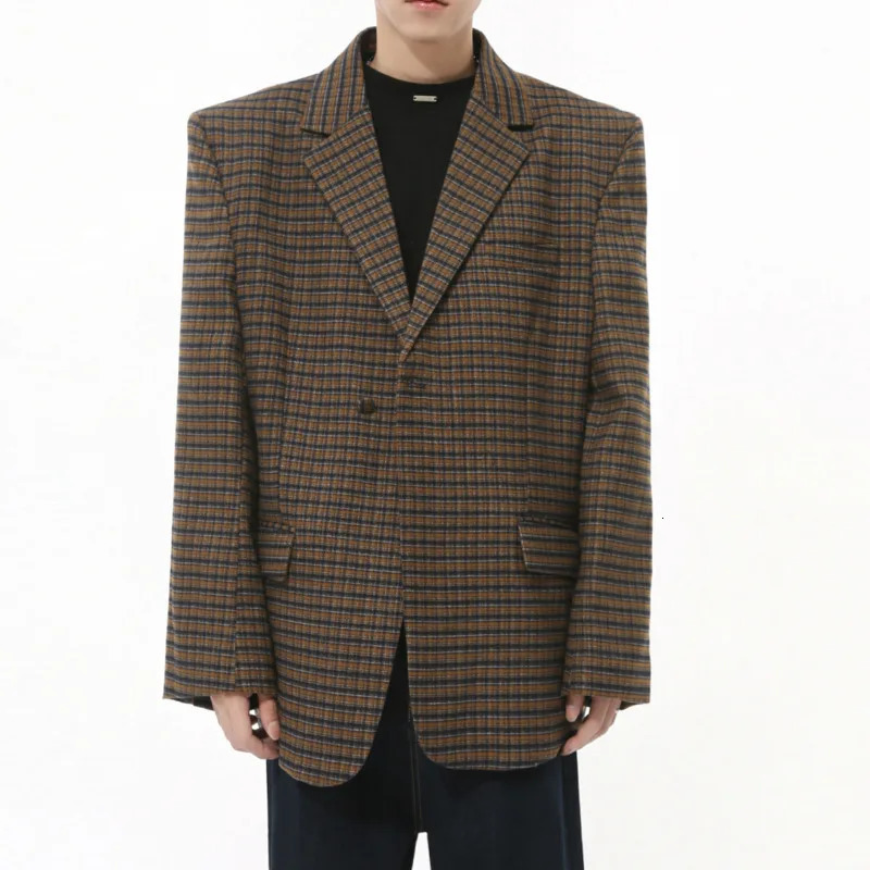 LEVIORTIN British style mens jacket retro double chest plain weave casual autumn loose mens jacket trend 241126