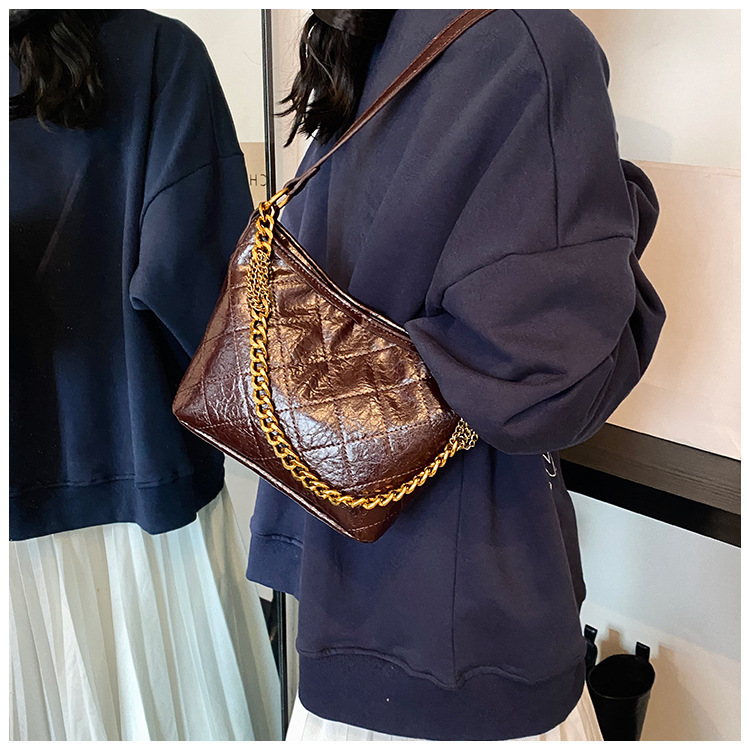 Fashionable Versatile For Bags Handbags Women Autumn And Winter, Design, Diamond Grid Chain Shoulder Crossbody Bag, Bucket Bag Designer