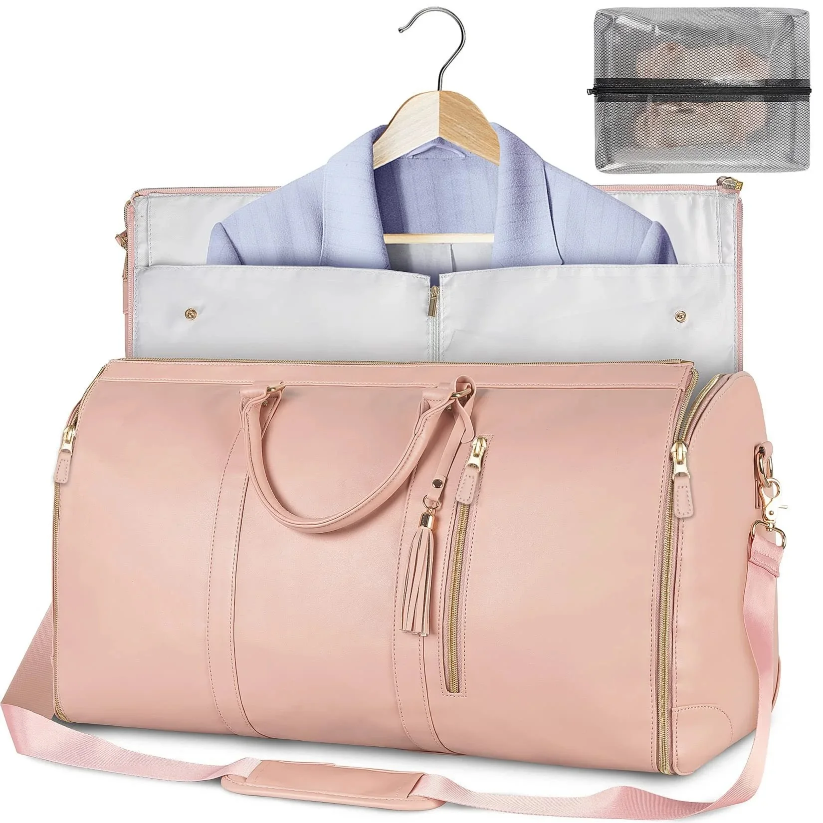Custom Letters Fashion Women PU Leather Garment Bag Large Capacity Foldable Duffle Suit Bag Casual Versatile Travel Luggage Bags