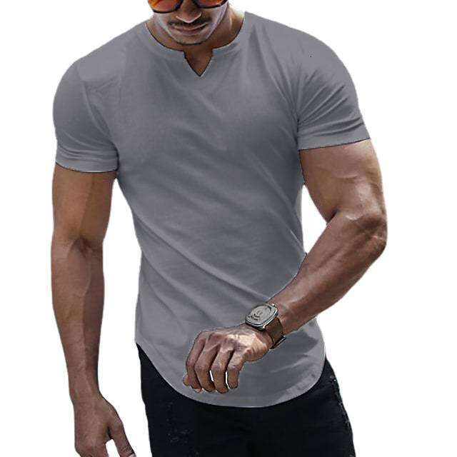 European And American Spring/Summer New V-Neck Men's Casual T-Shirt Top B2