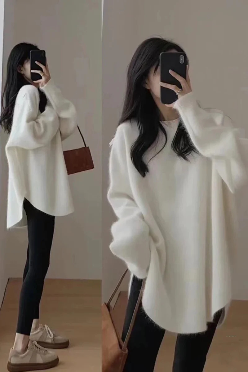 Raccoon wool knitted sweater for winter pregnant women loose jacket plus size pregnant women knitted floral jacket red 241126cj