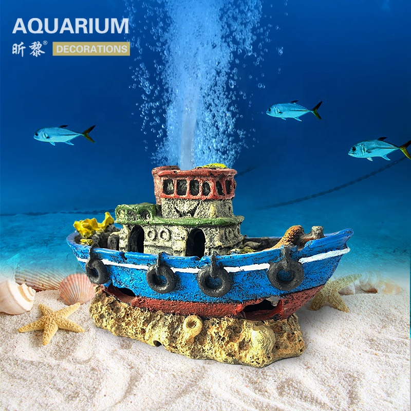 Aquarium decoration small size resin boat ship fish tank ornament decor