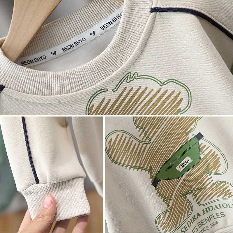 Clothing Sets Spring Autumn Baby Boys Clothing Set Cotton Cartoon Bear Pullover Top + Pants 2Pcs Suit For Kids Casual Outfits Child Tracksuits H241126