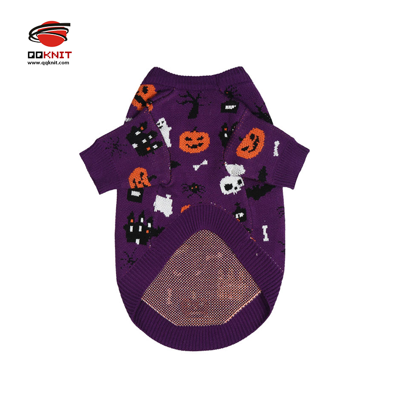 Winter Warm Soft Halloween pet clothes purple Knit pullover Sweater